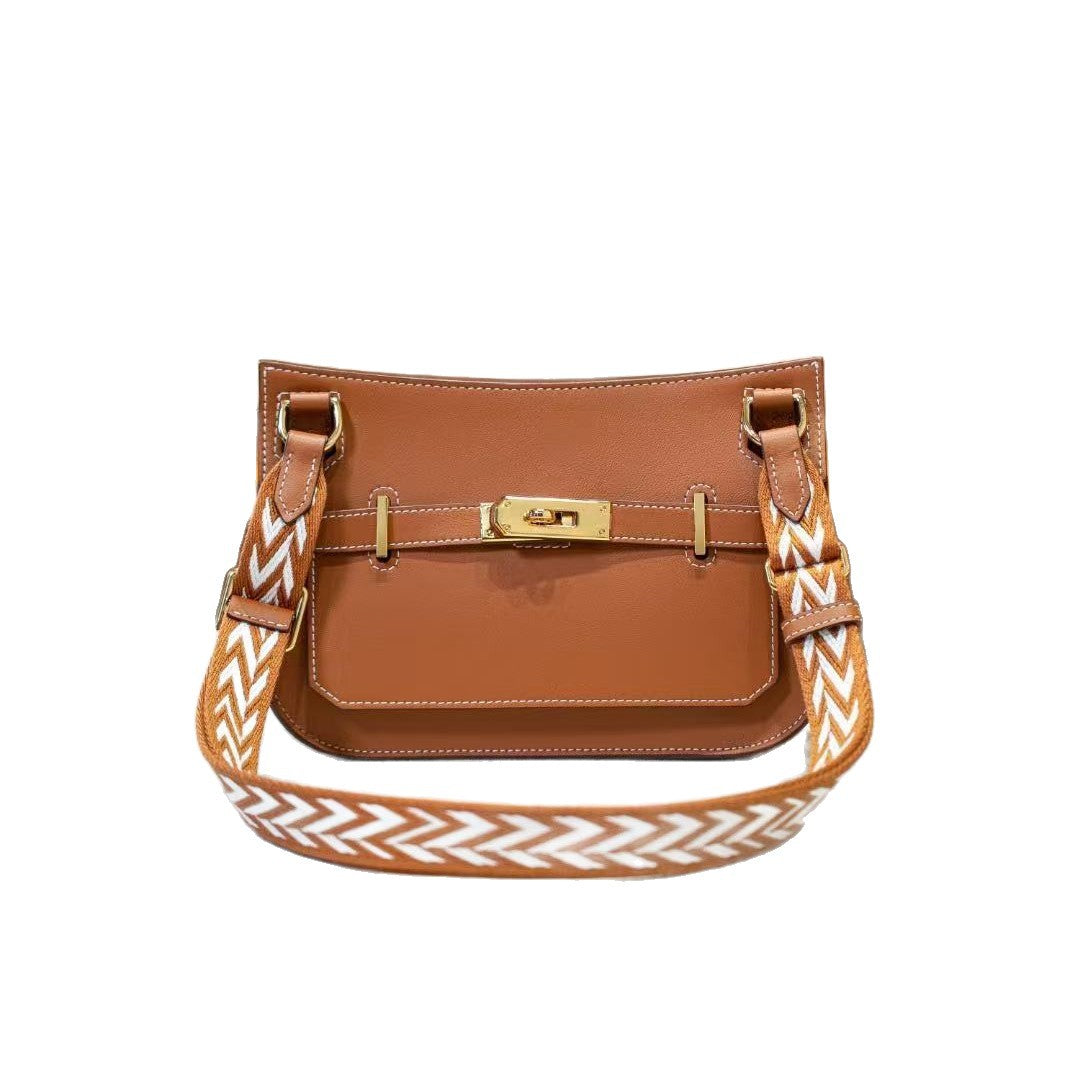 Women's Mini Kelly-Style Cross-Body Shoulder Bag, Hermès-Inspired Premium Swift Calfskin Leather Purse, Gypsy Boho Chic Handbag with Genuine Leather, Trendy Everyday Satchel for Fashion-Forward Women