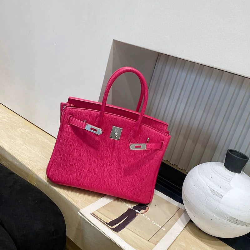 New Arrival Pebbled Genuine Leather Birkin-Inspired Tote Bag for Women, Gold-Tone Hardware with Spacious Large Capacity, Versatile Top-Handle Shoulder Handbag for Everyday Chic