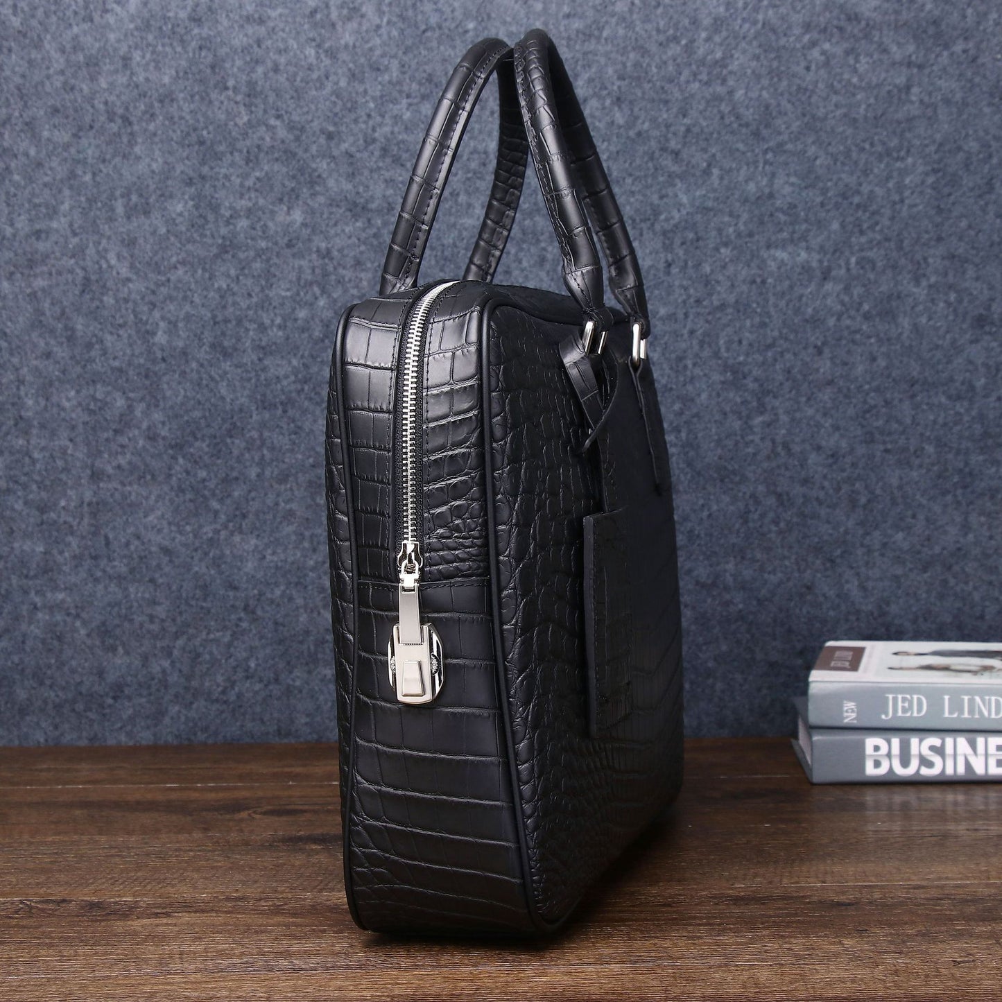New Arrival Matte Croc-Effect Business Briefcase for Men, A Large Top-Handle Laptop Bag with Combination Lock & Professional Design, Perfect for Work & Travel