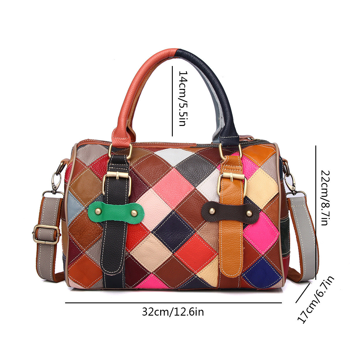 New Color Block Patchwork Messenger Bag in Top Layer Cowhide, Casual Pillow Top Handle Crossbody Purse, Stylish Handbag for Women