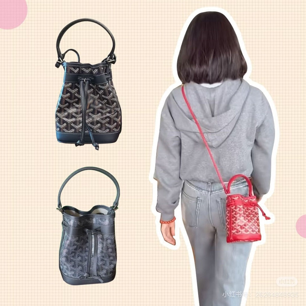 Gaodeya PETIT FLOT Mini Bucket Bag, Dog Tooth Pattern Custom, High-End Light Luxury New Ins Style
