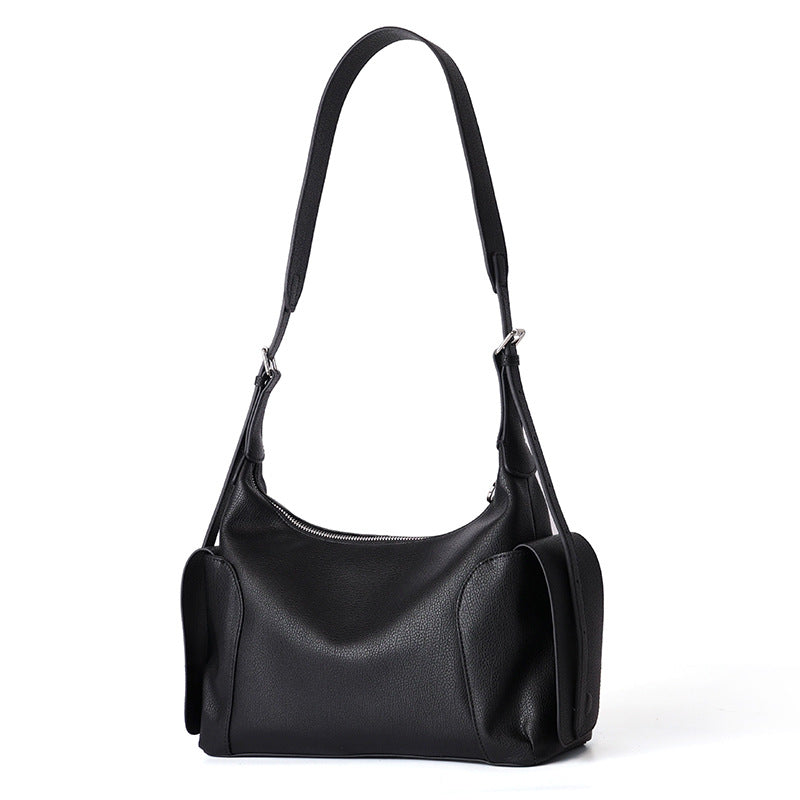 Top Layer Cowhide Hobo Tote Bag for Women Large Capacity Fall Winter Shoulder Crossbody Handbag, Slouchy Genuine Leather Purse with Versatile Commuter Style