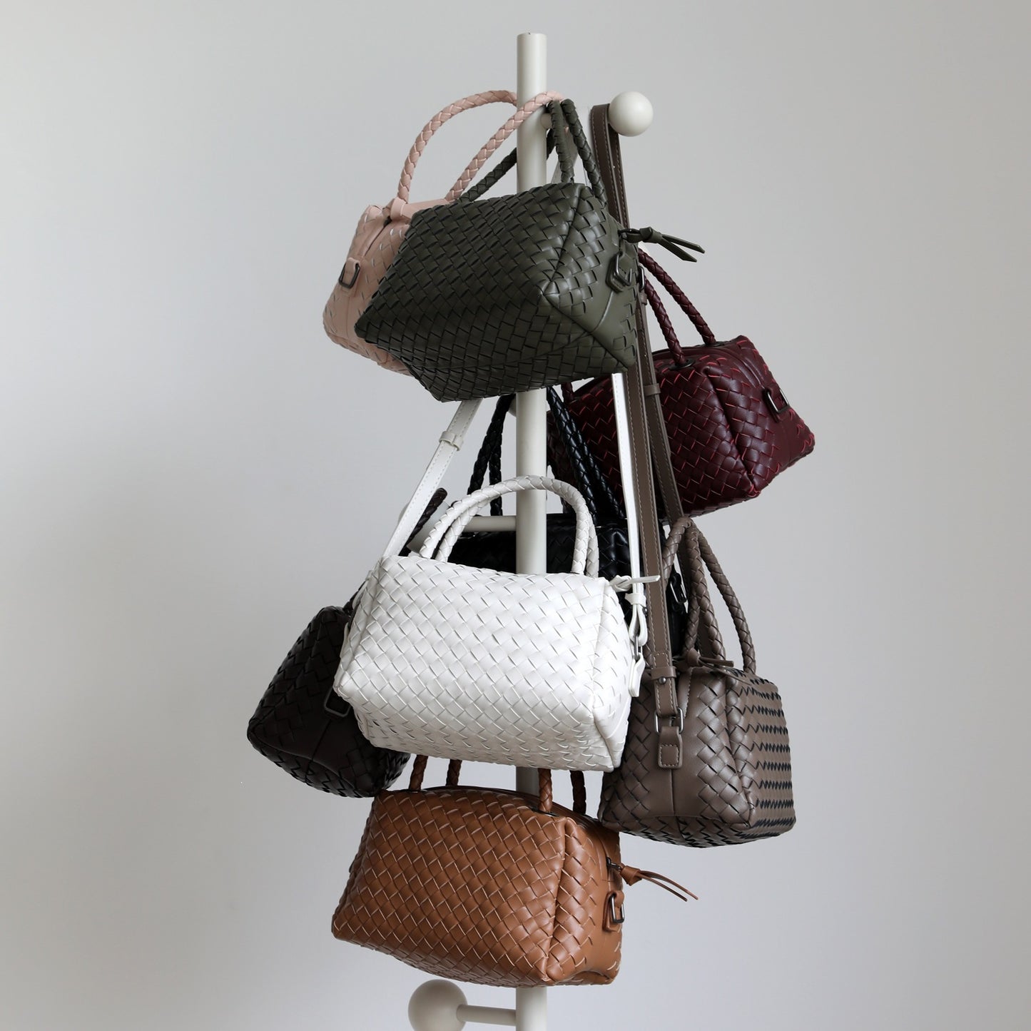 Handwoven Genuine Leather Boston Pillow Bag for Women Shoulder Crossbody Handbag, Premium Artisan Purse with Classic Silhouette