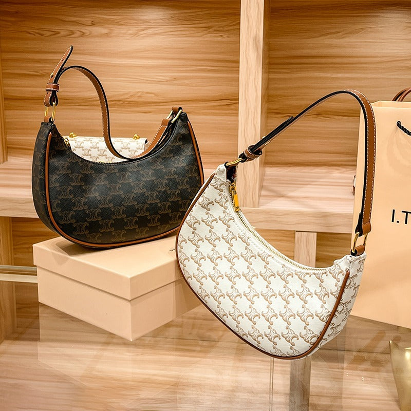 Genuine Leather Crescent Underarm Bag for Women, New Fall Winter Fashionable Shoulder Purse, Versatile Everyday Handbag for Ladies