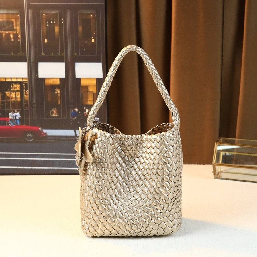 Star Charm Woven Tote Bag Set for Women Casual Shoulder Handbag with Detachable Sub-Bag, Versatile Purse with Playful Star Accent