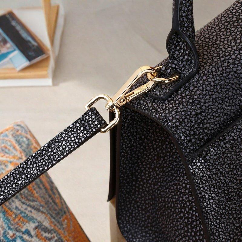 Genuine Leather Starry Pearl Fish Grain Hourglass Bag for Women Large Capacity Shoulder Crossbody Handbag, Versatile Banquet Purse with Exquisite Texture