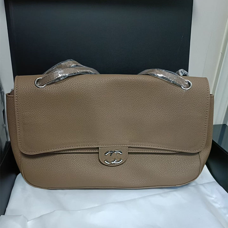 Genuine Leather Pebble Grain Shoulder Bag for Women Large Capacity Commuter Underarm Handbag, Versatile Multi-Functional Purse with Classic Design