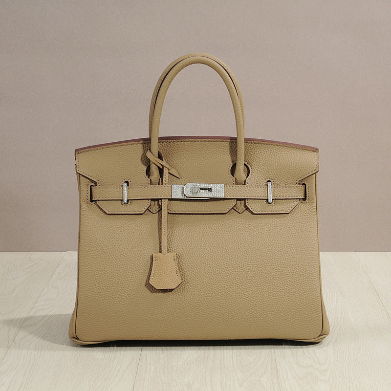 New Arrival Rhinestone-Embellished Pebbled Leather Tote Bag, Birkin & Kelly-Inspired Top-Handle Shoulder Crossbody Handbag with Large Capacity, Premium Everyday Purse