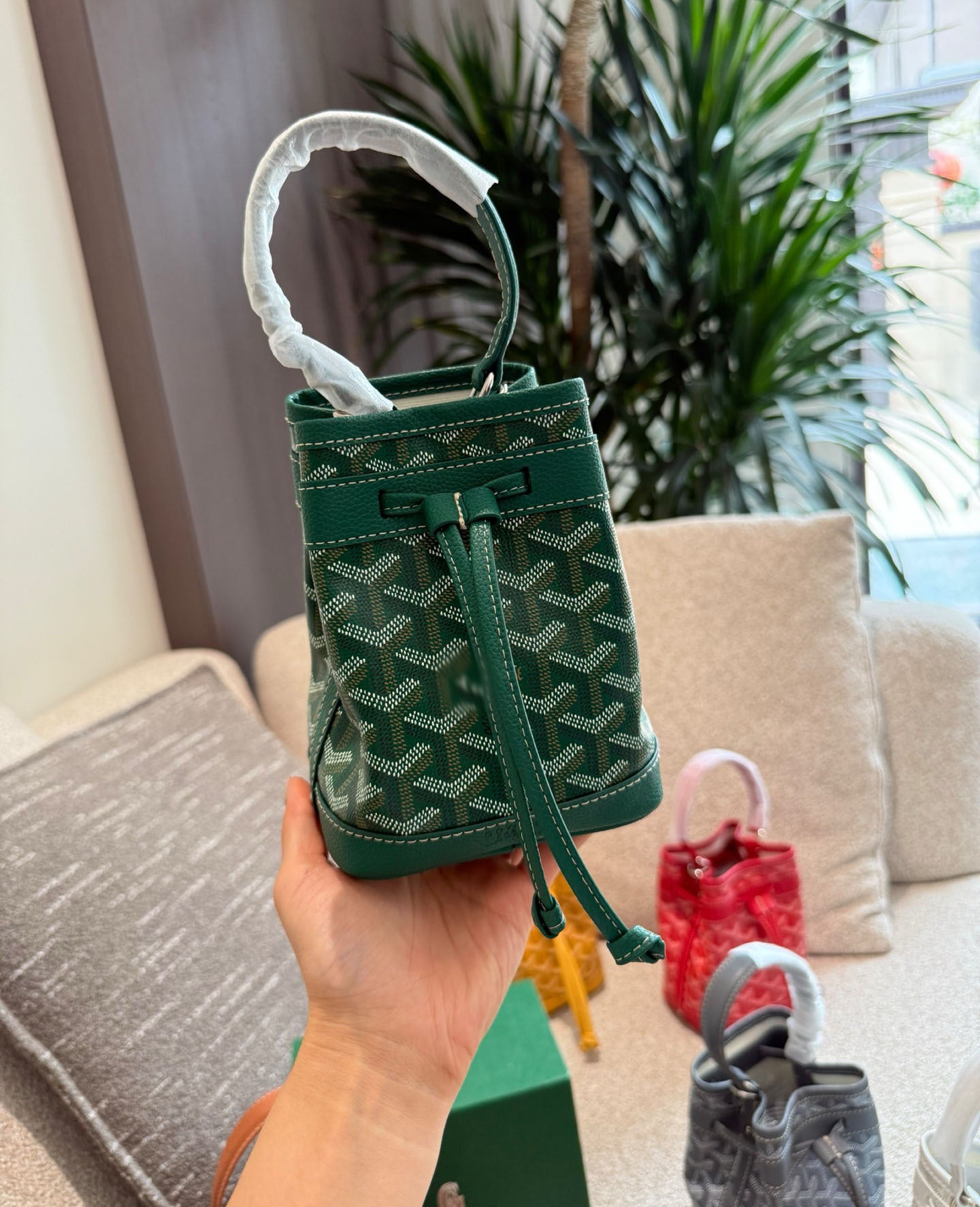 Gaodeya PETIT FLOT Mini Bucket Bag, Dog Tooth Pattern Custom, High-End Light Luxury New Ins Style