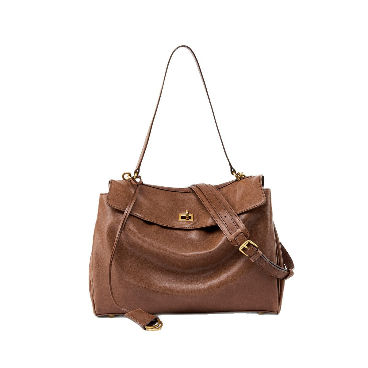 Genuine Vegetable-Tanned Leather Large Capacity Tote Bag for Women, 2026 New Commute Top Handle Crossbody Purse, Premium Textured Everyday Handbag for Ladies