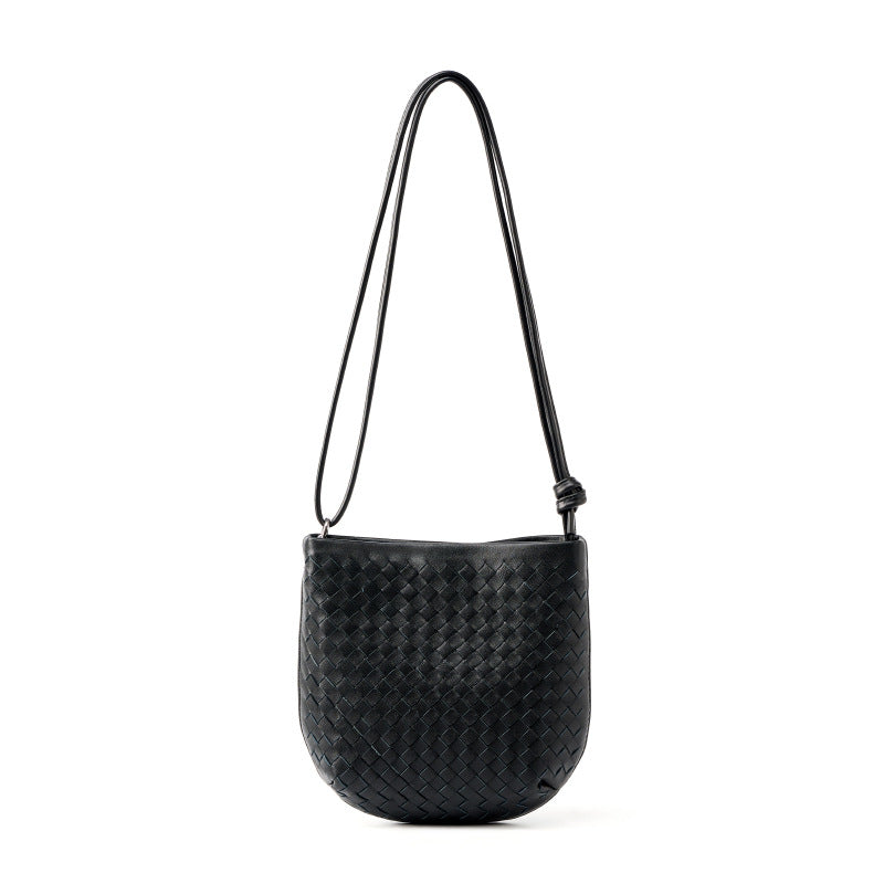 Top Layer Lambskin Handwoven Small Underarm Bag, Niche Designer Crossbody Shoulder Purse, Premium Handbag for Women