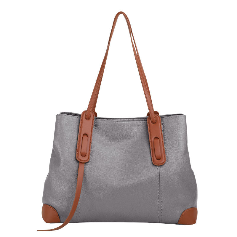 Genuine Soft Cowhide Tote Bag for Women, New Large Capacity Casual Shoulder Top Handle Purse, Trendy Pillow Handbag for Ladies
