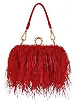 Genuine Ostrich Feather Handbag for Women, Trendy Chain Shoulder Top Handle Evening Purse, Fashionable Clutch Bag for Ladies