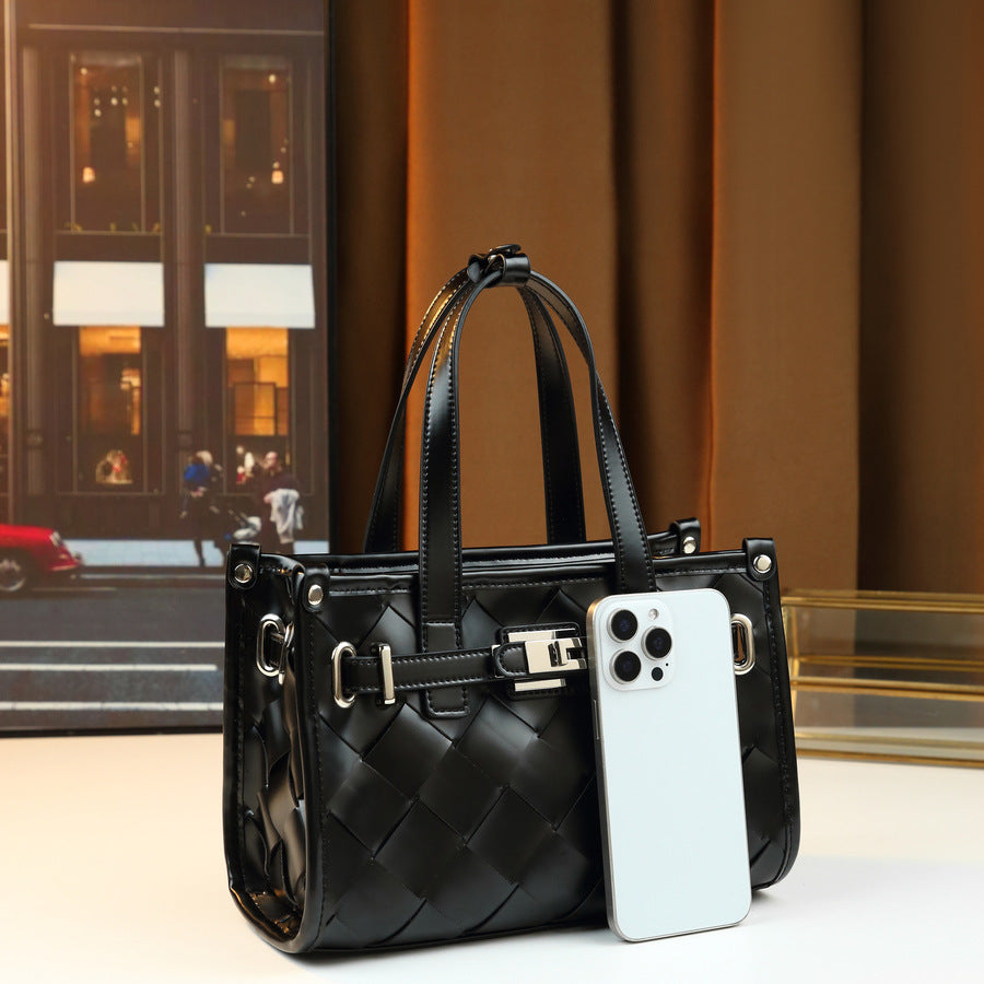 New Arrival Woven Turn-Lock Birkin-Inspired Small Handbag for Women, Unique Stylish Top-Handle Bag with Versatile Premium Design, Perfect Everyday Purse