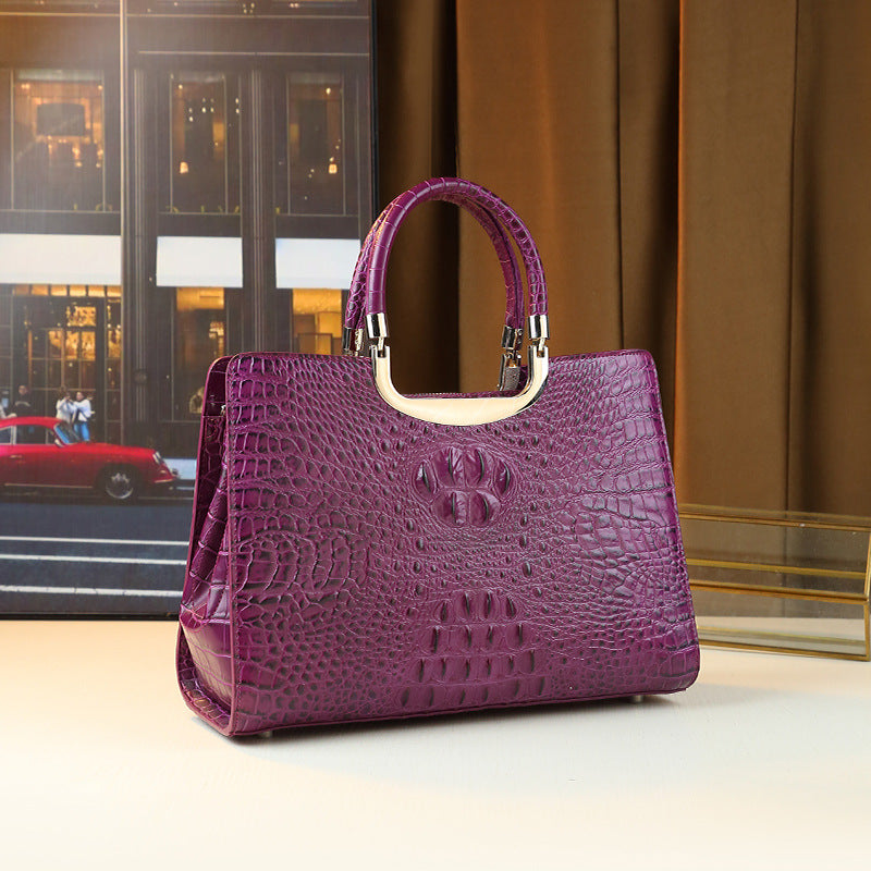 Chic Large Tote Bag for Women, A Light Luxury Croc-Effect Business Handbag with Top Handle, Versatile Shoulder Crossbody Carry for Work & Everyday
