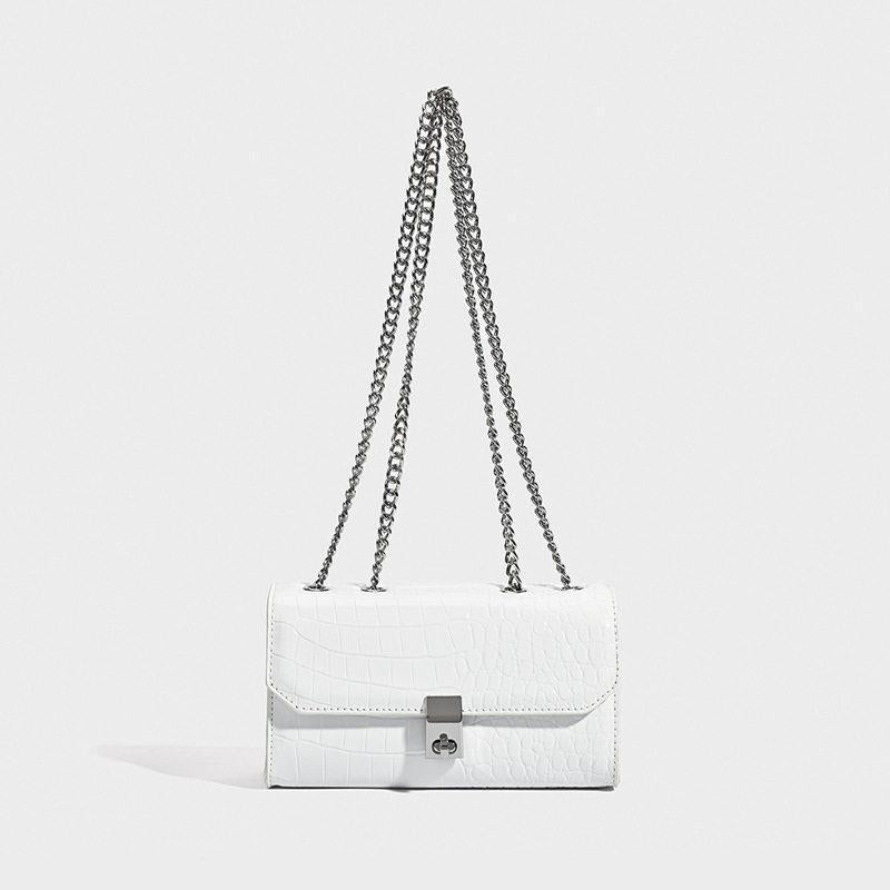 New Arrival Vintage Croc-Effect Small Crossbody Bag for Women, A Chain Shoulder Underarm Handbag with Versatile Fashionable Design