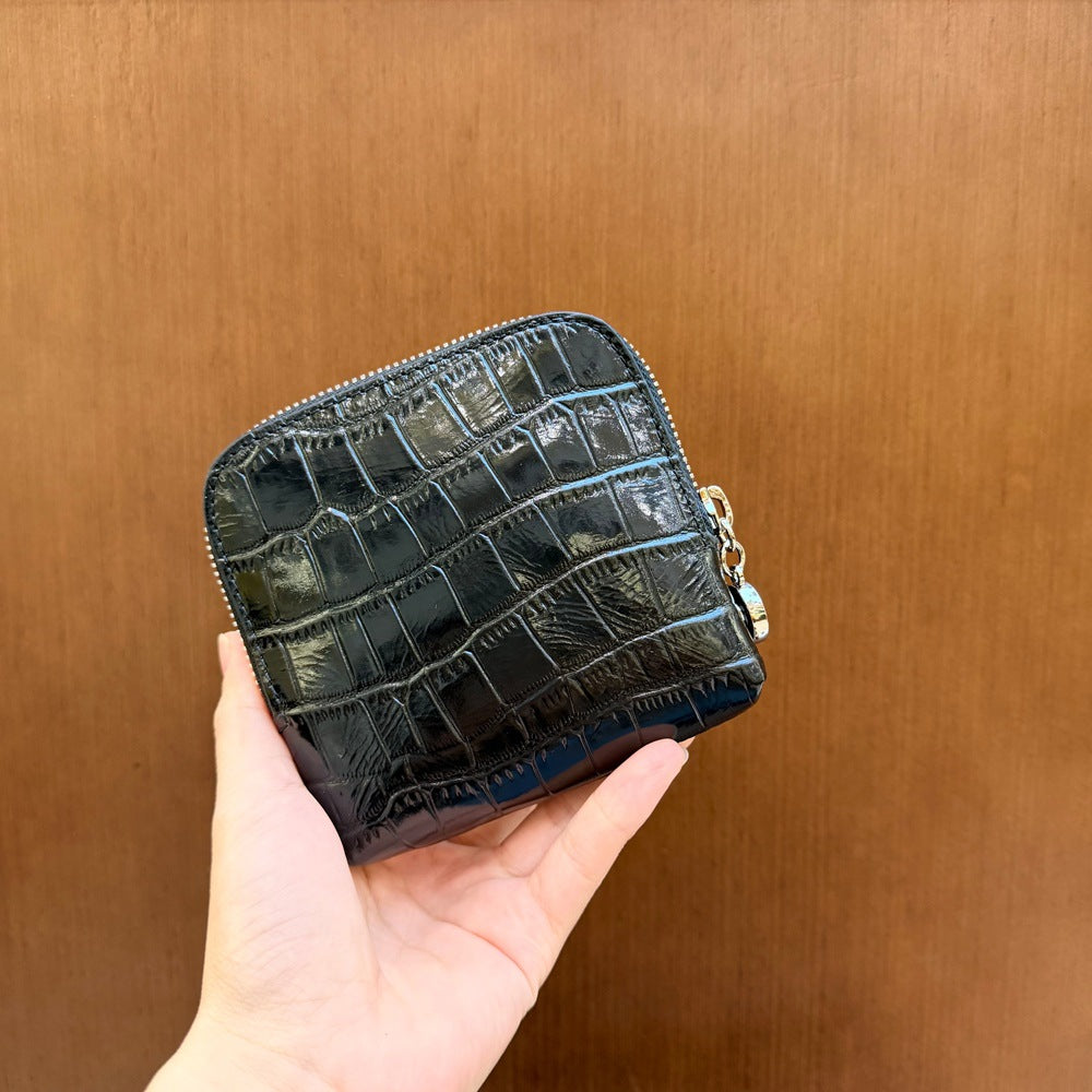 New Arrival Croc-Effect Genuine Leather All-in-One Card Holder for Women, A Large Capacity Coin Purse with Key Ring & Jewelry Pouch, Premium Top-Layer Cowhide Design