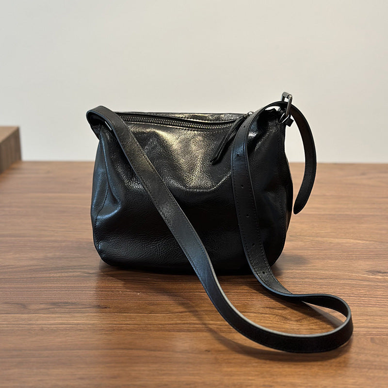 Genuine Vegetable-Tanned Cowhide Bucket Bag for Women, New Casual Shoulder Crossbody Purse, Premium Leather Handbag for Ladies