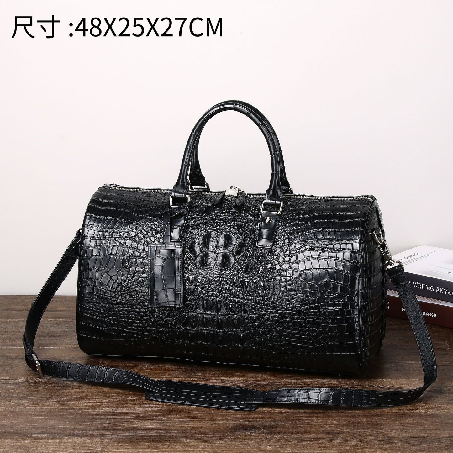 New Arrival Croc-Effect Large Travel Duffel Bag for Men, A Spacious Business Trip Carryall with Multi-Functional Top-Handle Design