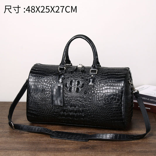 New Arrival Croc-Effect Large Travel Duffel Bag for Men, A Spacious Business Trip Carryall with Multi-Functional Top-Handle Design