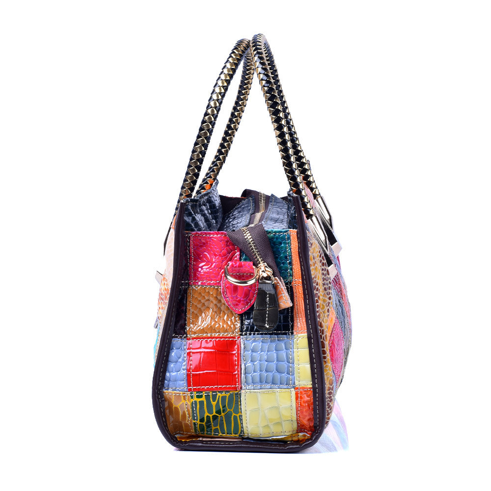 Genuine Leather Snakeskin Handmade Handbag for Women, Trendy Crossbody Top Handle Purse, Versatile Multi-Functional Shoulder Bag for Ladies