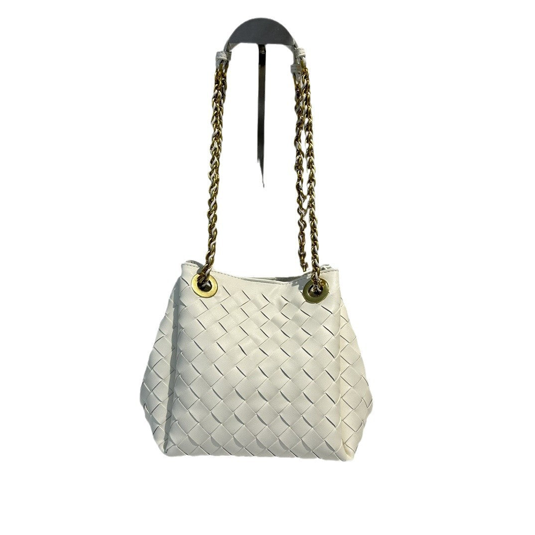 Genuine Leather Metal Chain Woven Parachute Bag for Women, Large Capacity Vintage Underarm Shoulder Crossbody Purse, Premium Handbag for Ladies
