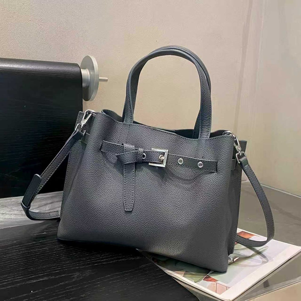 Genuine Togo Top Layer Cowhide Large Capacity Tote Bag for Women, New Soft Leather Crossbody Shoulder Purse, Minimalist Everyday Handbag for Ladies