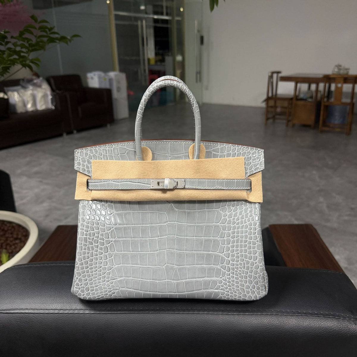 Premium Handcrafted Croc-Embossed Leather Tote Bag for Women, A-Grade Top-Layer Cowhide with Waxed Thread Stitching & Stainless Steel Hardware, Birkin-Inspired 25/30 Top-Handle Purse