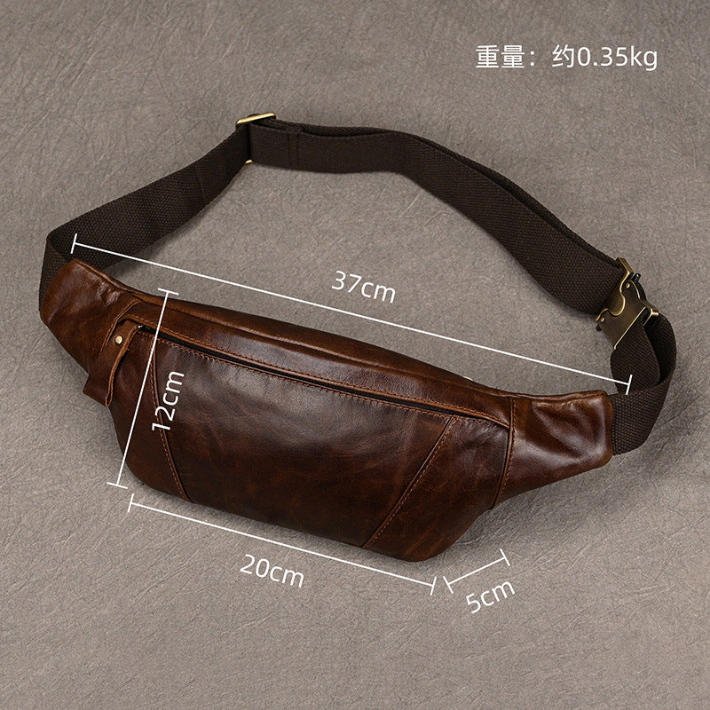 Oil Leather Multifunctional Waist Chest Bag, Minimalist Fashionable Crossbody Phone Pouch, Versatile Travel Pack for Men and Women