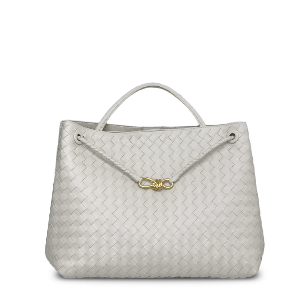 Large capacity 45CM leather woven figure-of-eight rope buckle portable underarm bag  fashion shoulder messenger bag bag women