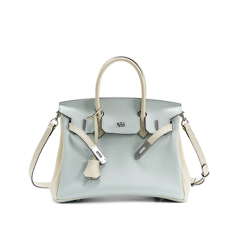 Genuine Togo Leather Birkin-Kelly Style Handbag for Women, New Arrival Large Capacity Spring Summer Commute Top Handle Purse, Niche Premium Bag for Ladies