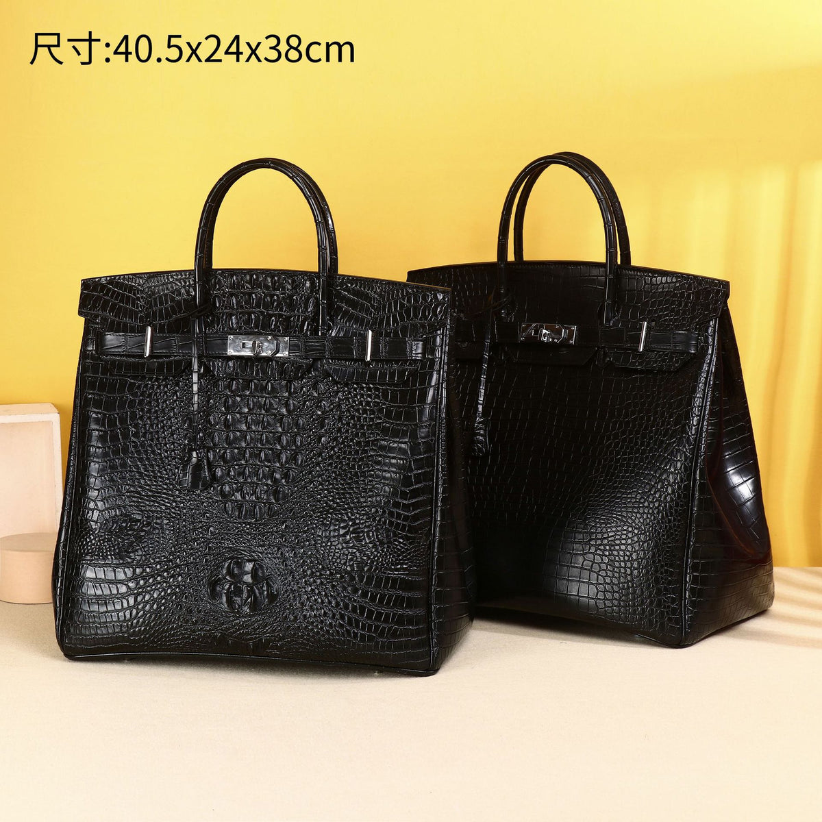 Premium Croc-Embossed Extra Large Briefcase for Men, Birkin-Inspired Business Tote with Spacious Capacity, Professional Commuter Top-Handle Bag