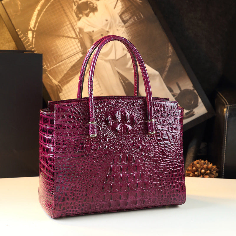 New Arrival Croc-Effect Large Capacity Tote Bag for Women, A Shoulder Top-Handle Handbag with Versatile Design, Perfect for Middle-Aged Moms