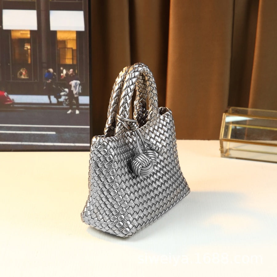 Woven Small Tote Bag for Women Casual Shoulder Crossbody Handbag, Versatile Fashion Purse with Natural Textured Design