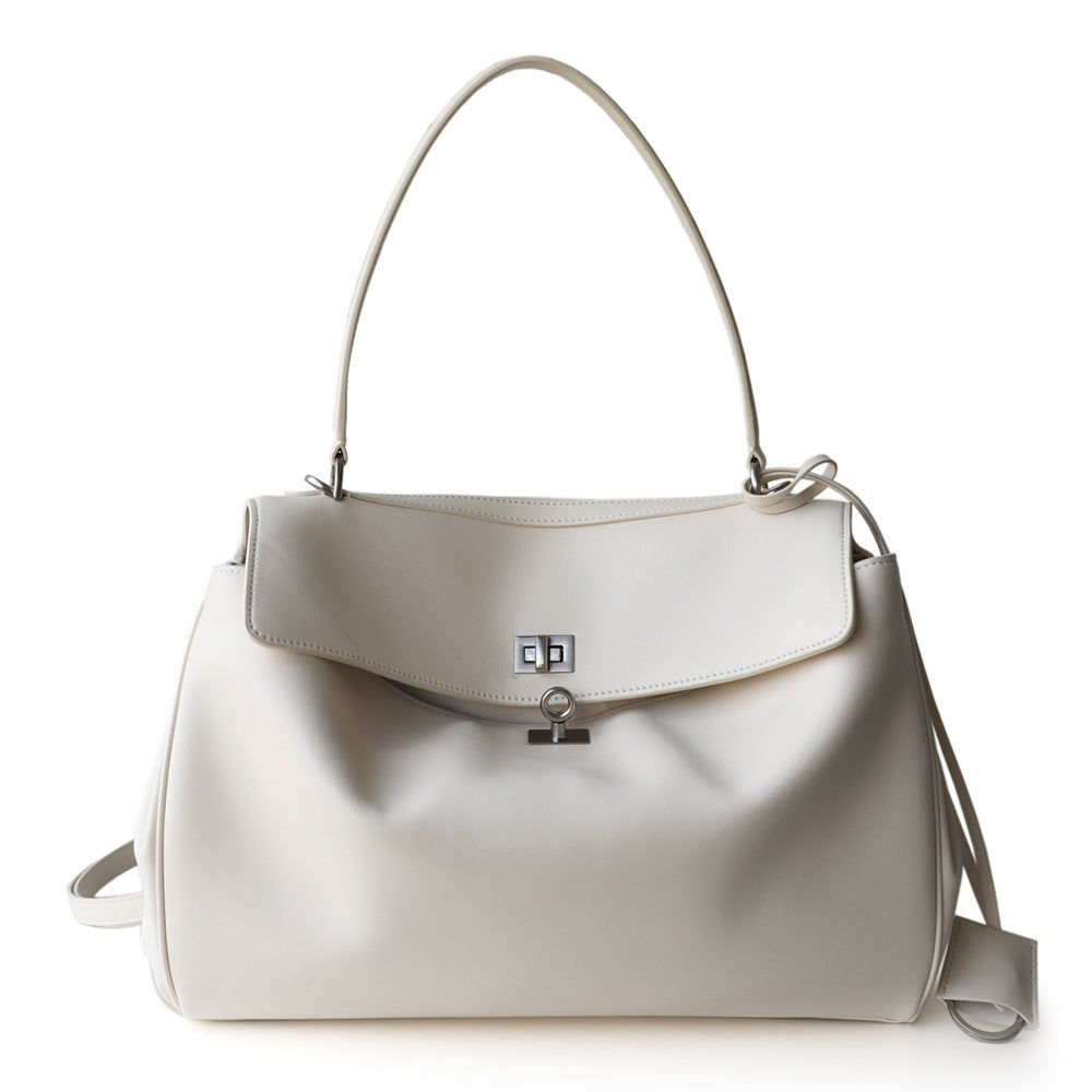 Soft Genuine Leather Tote Bag for Women Large Capacity Minimalist Commuter Shoulder Crossbody Handbag, Versatile Purse with Premium Leather Finish