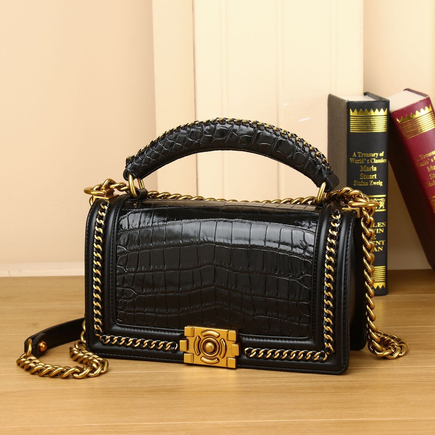 New Arrival Croc-Effect Genuine Leather Bag for Stylish Moms, A Versatile Lightweight Shoulder Crossbody Handbag with Fashionable Commuter Design