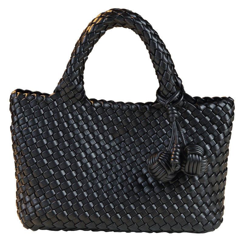 Handwoven Basket Tote Bag for Women with Detachable Sub-Bag, Minimalist Commuter Shoulder Handbag with Versatile Everyday Style