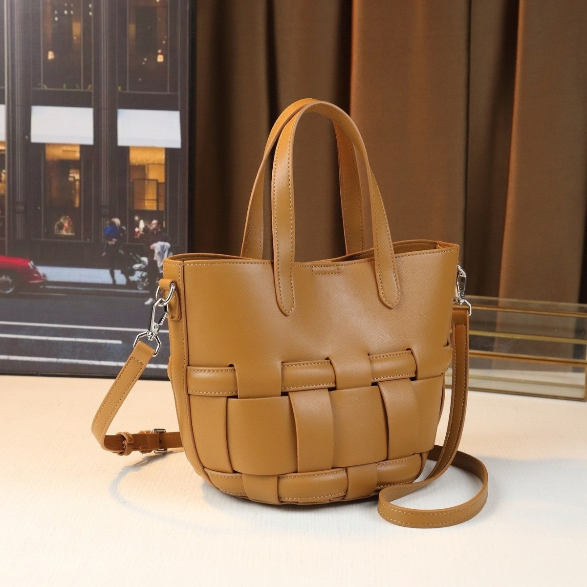 Woven Hollow Tote Bag for Women Large Capacity Shoulder Underarm Handbag, Niche Designer Style with Casual Versatile Appeal