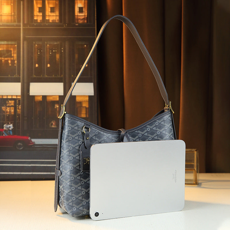 Trendy Print Underarm Tote Bag for Women Large Capacity Fall Winter Shoulder Handbag, Versatile Commuter Purse with Detachable Sub-Bag
