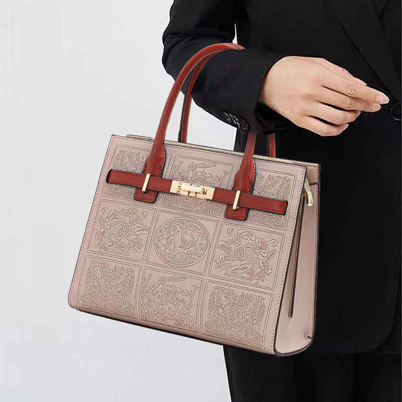 Embroidered Mom Wedding Bag, Large Capacity Top Handle Handbag for Middle-Aged Women, Perfect Birthday Gift Purse for Ladies