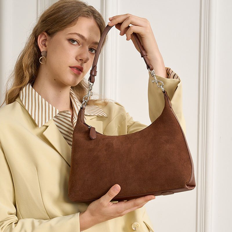 New Niche Premium Suede Underarm Bag, Large Capacity Commute Shoulder Crossbody Top Handle Purse, Fashionable Handbag for Women