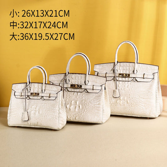 Elegant Croc-Embossed Birkin-Inspired Tote Bag for Women, Large Capacity Top-Handle Handbag with High-End Sophisticated Design, Versatile Purse for Banquets & Everyday Style