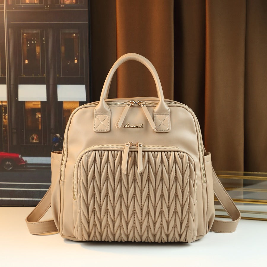 Woven Square Backpack for Women Vintage Casual Travel Daypack, Versatile Mommy Bag with Solid Color Woven Design