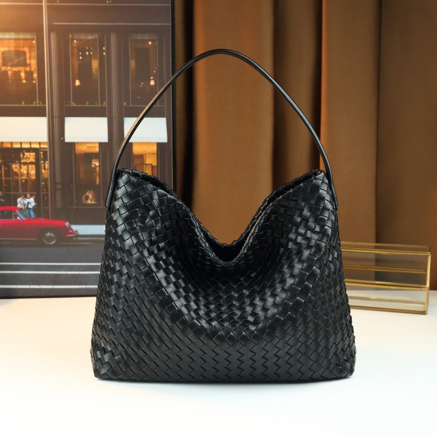 Woven Large Capacity Tote Bag for Women Fashion Shoulder Handbag, Versatile Casual Purse with Artisan Textured Design