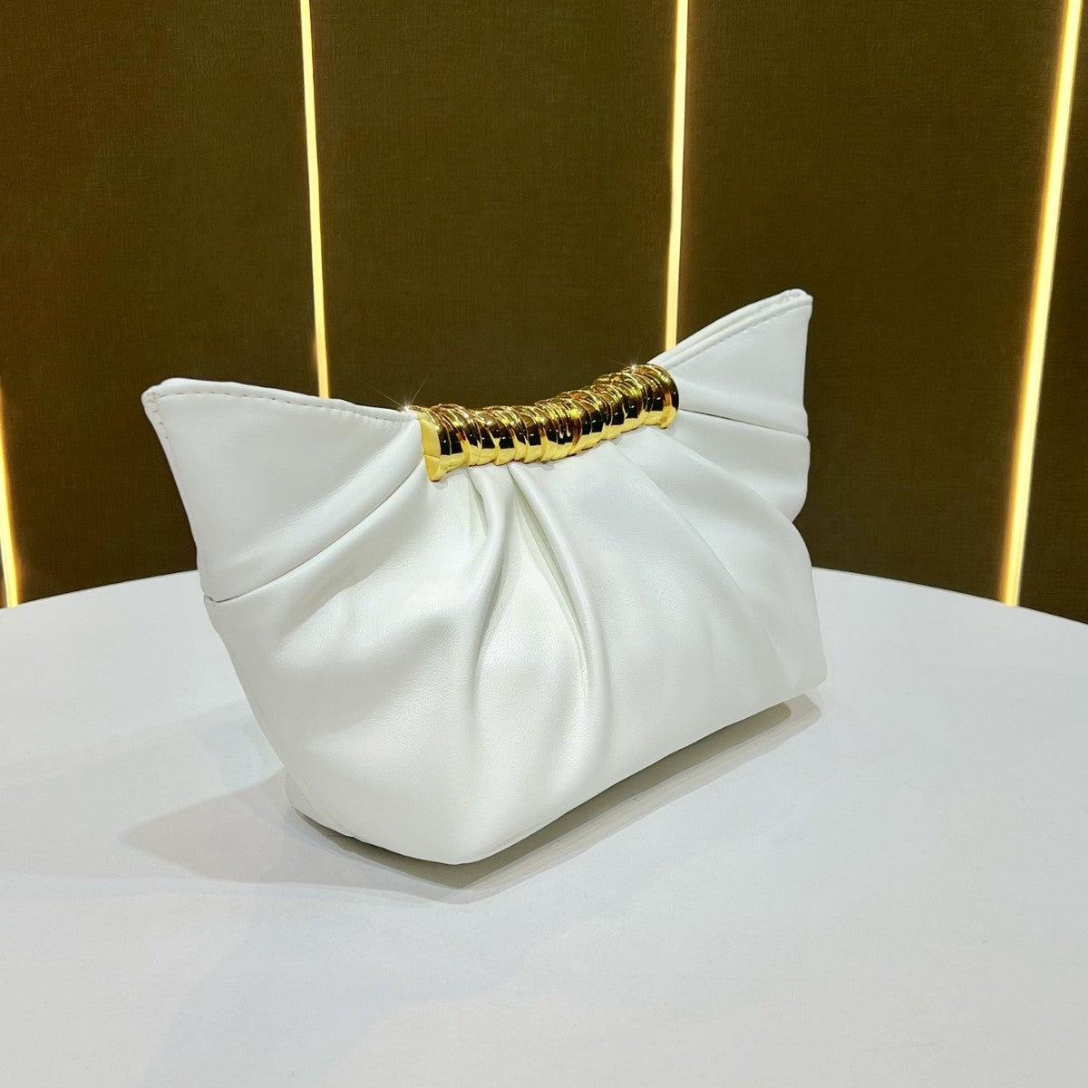 New Arrival Pleated Evening Clutch for Women, Minimalist Versatile Crossbody Purse with Elegant Pearl Accents, A Sophisticated Handbag for Wedding Banquet & Party