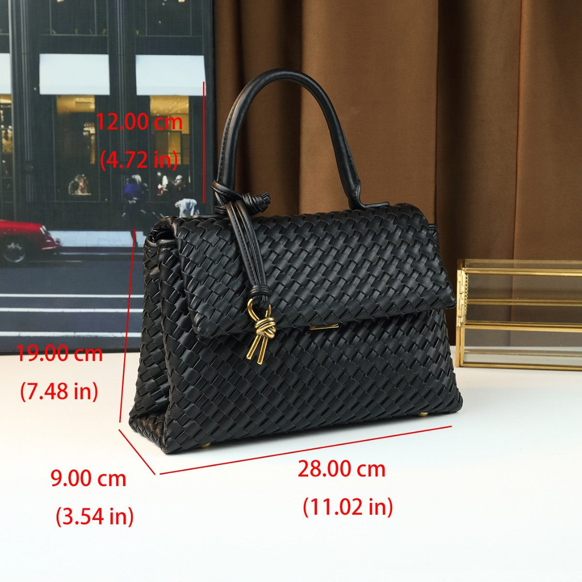 Handwoven Mini Square Bag for Women Niche Designer Briefcase Commuter Tote, Minimalist Versatile Top Handle Handbag with Artisan Weave Craftsmanship