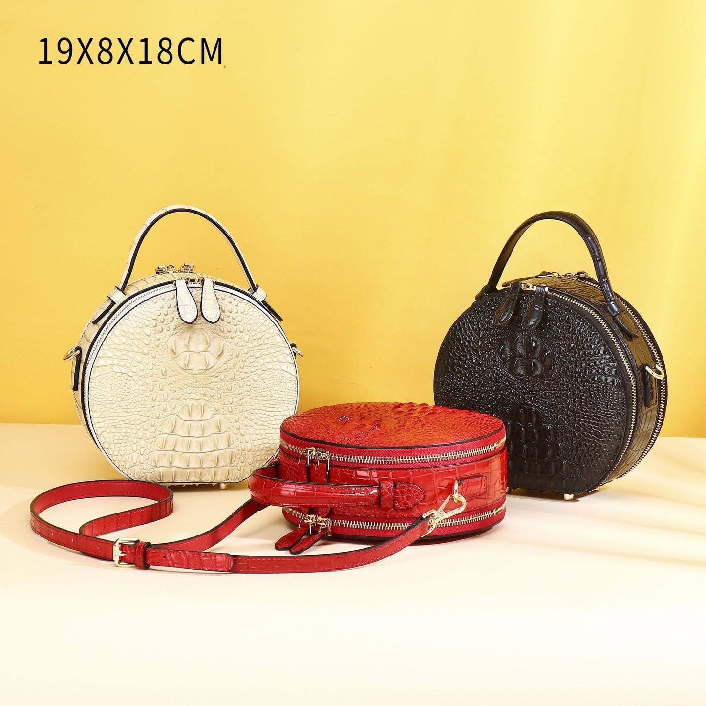Croc-Embossed Himalayan Round Crossbody Bag for Women – Large-Capacity Accordion Shoulder Tote, Versatile Summer Handbag for Daily Casual Style