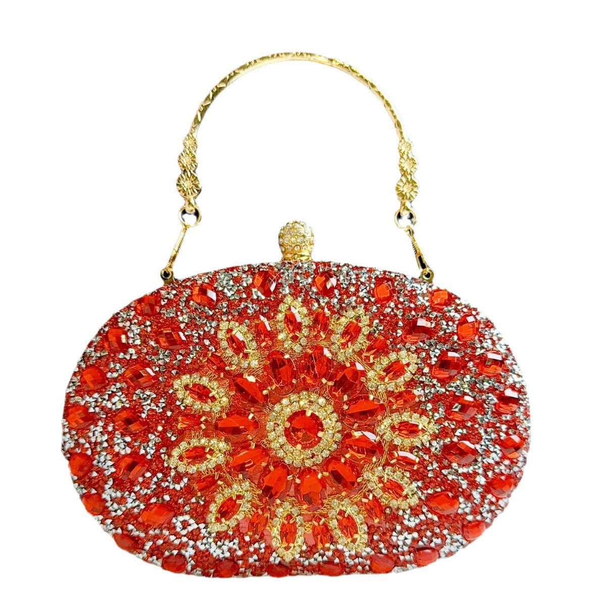 Dazzling Rhinestone Sunflower Egg-Shaped Clutch for Women, A Full Crystal Small Crossbody Bag Perfect for Cheongsam Formal Dresses Banquets & Special Occasions