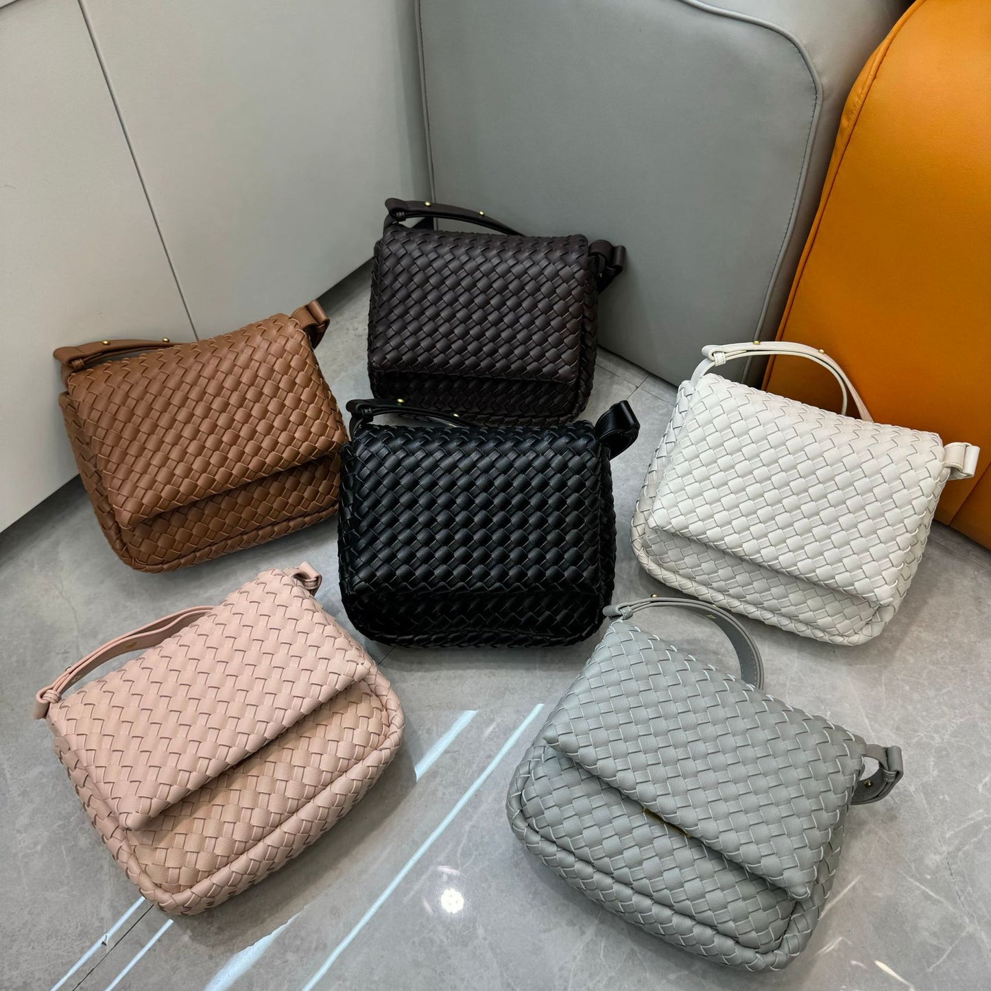 New Fine Woven Cowhide Mini Square Bag, Fashion Underarm Shoulder & Crossbody Bag for Women