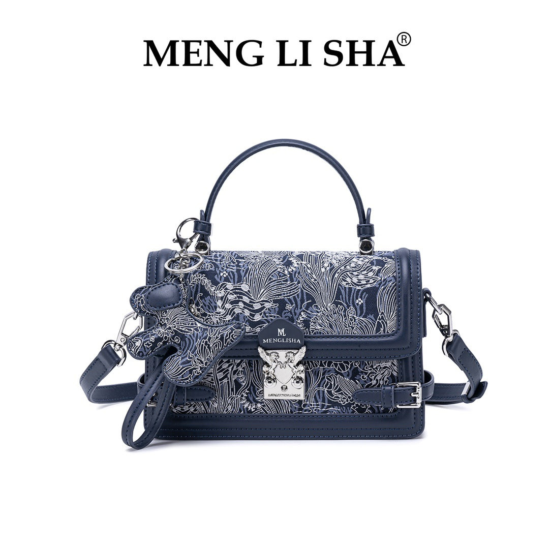 Niche Vintage Embroidered Small Square Bag, Premium Commute Shoulder Crossbody Top Handle Purse, Trendy Versatile Handbag for Women